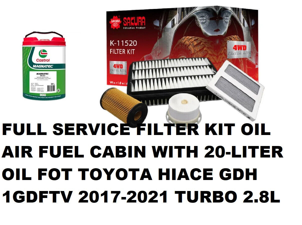 FULL SERVICE KIT WITH 20L ENGINE OIL FOR TOYOTA HIACE 2.8L DIESEL 2019-2022