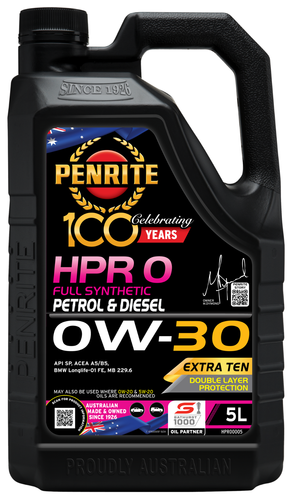5-LITRE PENRITE OIL HPR 0 0W-30 (Full Synthetic) DOUBLE LAYER-EXTRA TEN HPR00005