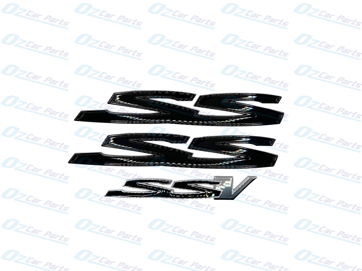 Gloss Black Side Rear SS SSV Badge Emblem Set of 3 for Holden Commodore VE VF SS