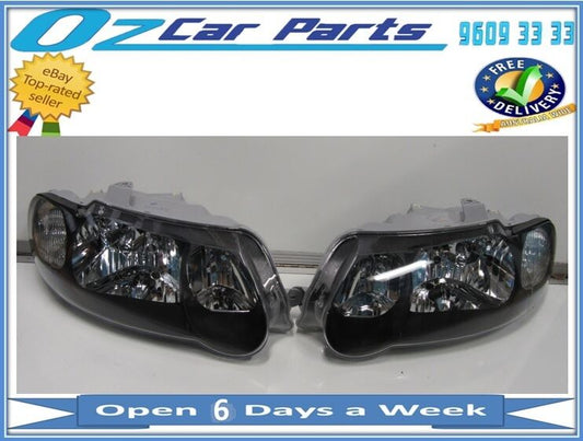 VU UTE HEADLIGHTS BLACK LEFT and RIGHT SIDE PAIR TEAR DROP FOR HOLDEN COMMODORE