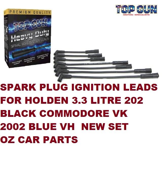 SPARK PLUG IGNITION LEADS FOR VK 3.3 LITER HOLDEN COMMODORE 202 BLACK NEW SET