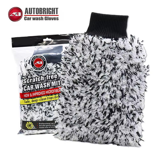 AUTOBRIGHT | Microfibre Car Wash Mitt Glove Anti Scrach Plush Soft