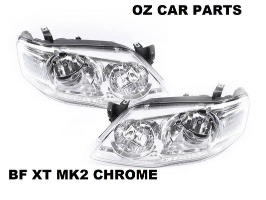 FOR Ford Falcon BF Mk2 XT Headlights Brand New PAIR SERIES 2 CHROME BF NEW