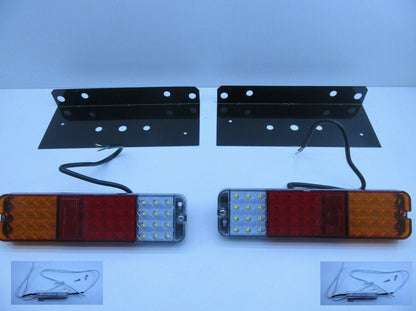 Universal LED Tail Lights With Bracket Tray Back Ute and Trailer Pair with Two Relays
