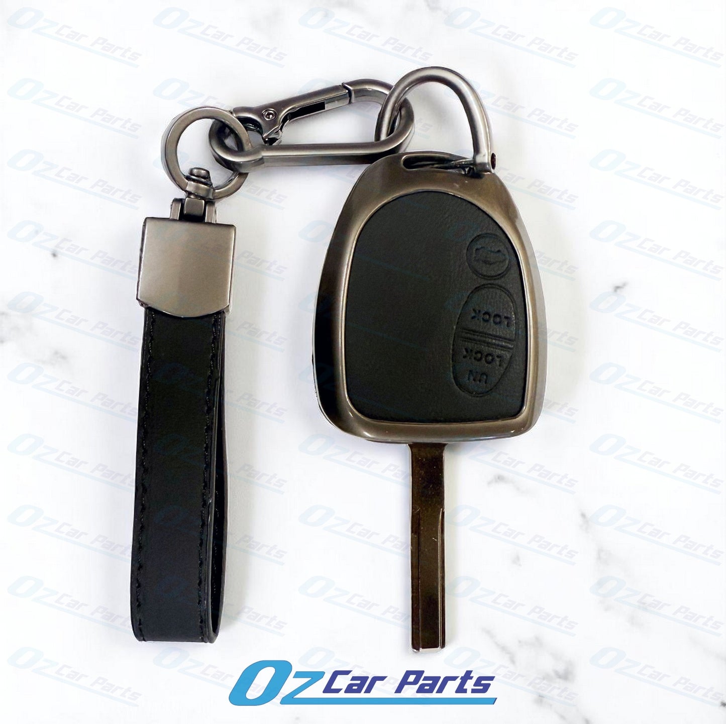 Holden Commodore VT VX VY VZ WH WK 3 Button Black Leather & Metal Key Cover Case