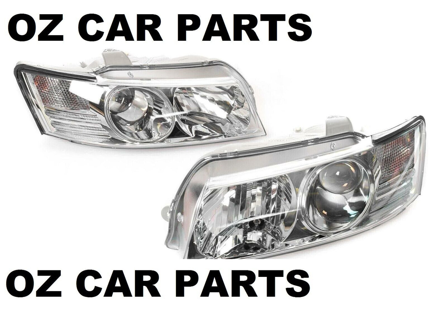 CHROME Projector HEADLIGHTS HEAD LAMP FOR HOLDEN BERLINA VZ NEW PAIR