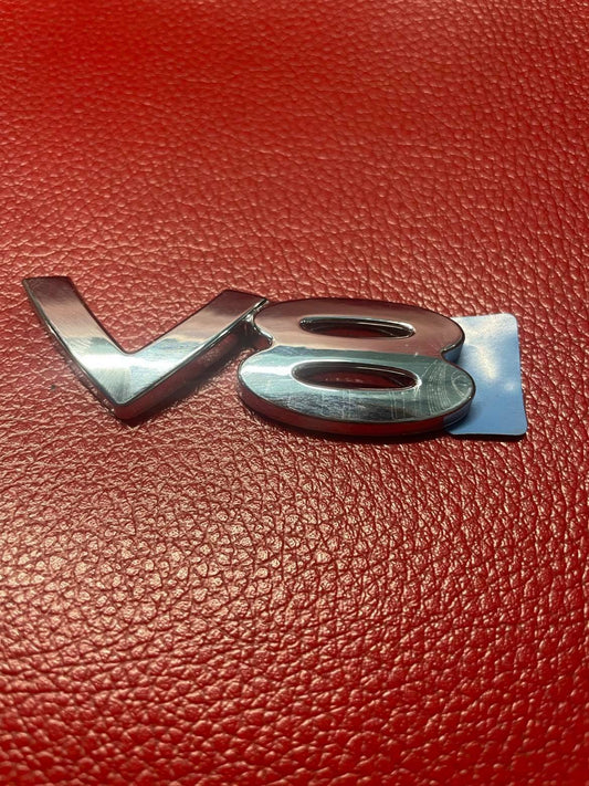 CHROME V8 EMBLEM BADGE FOR HOLDEN COMMODORE GENUINE CHROME SIZE L-6.5 CM--W-5MM