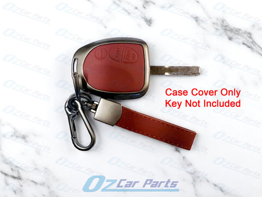 Holden Commodore VT VX VY VZ WH WK Red Leather & Metal Key Cover Case 3 Button