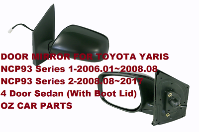 LEFT SIDE DOOR MIRROR FOR TOYOTA YARIS 2006-2011 SEDAN NO INDICATOR NEW 3 PIN