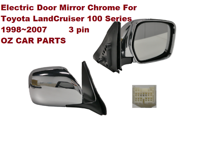 DRIVER SIDE CHROME DOOR MIRROR FOR TOYOTA LANDCRUISER 100 SERIES 1998-2007 NEW