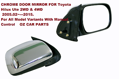Driver Side Manual Door Mirror Chrome for Toyota Hilux 04-15
