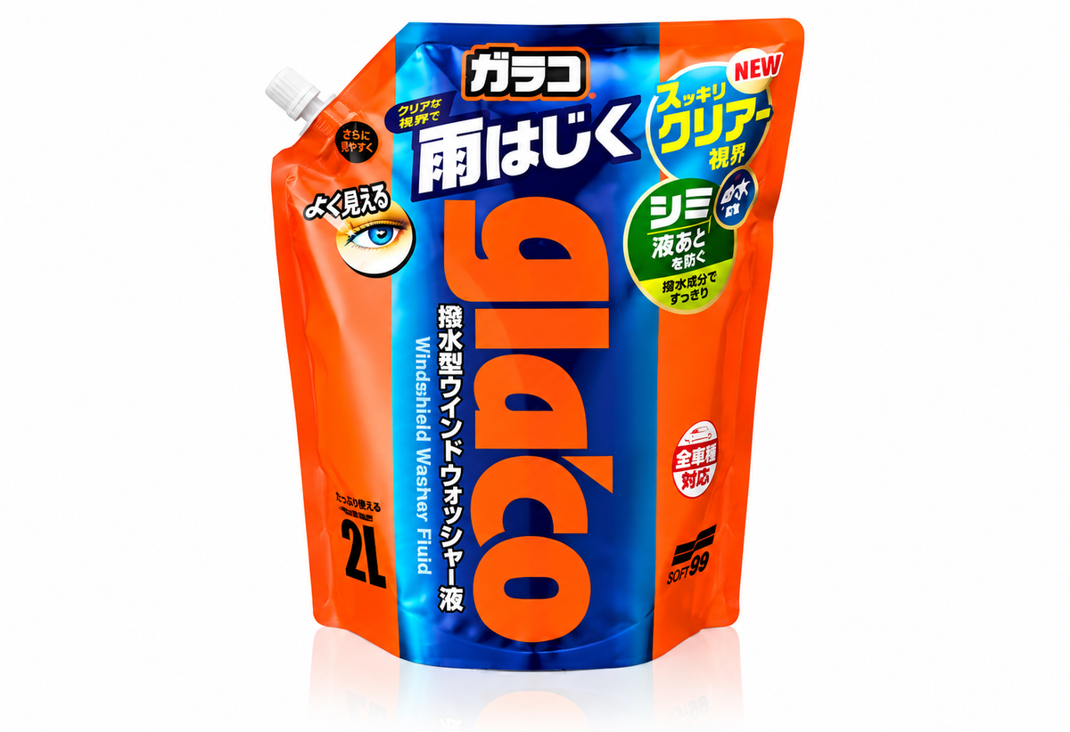 Soft99 | Glaco Washer Pouch Pack 2L Windscreen Washer Fluid with Hydrophobic Glass Protection