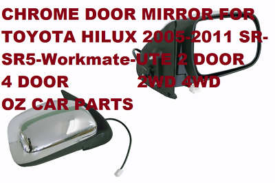 DRIVER SIDE DOOR MIRROR CHROME FOR TOYOTA HILUX 2005-2011 SR SR5 3 PIN NEW