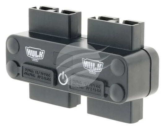 NEW HEAVY DUTY 4 WAY 12/24V DC POWER ADAPTOR 4x 50A PLUGS USB'S & VOLTMETER