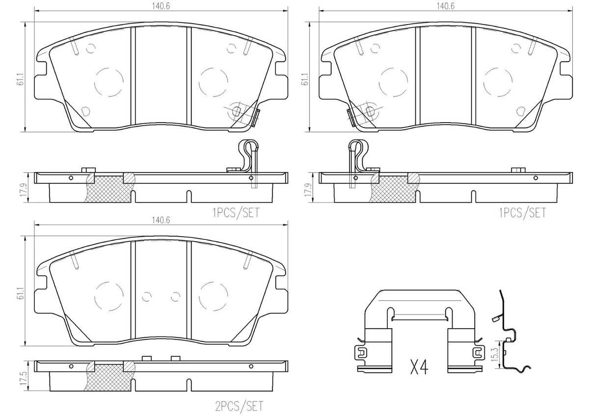 Brembo FRONT Brake Pad Set For Hyundai Elantra 1.6 AD,ADA SR Turbo 2016-2020
