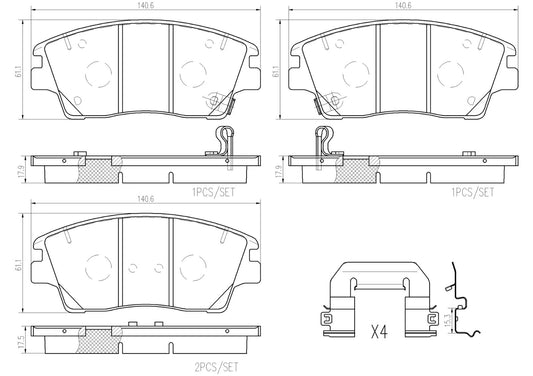 Brembo FRONT Brake Pad Set For Hyundai Elantra 1.6 AD,ADA SR Turbo 2016-2020