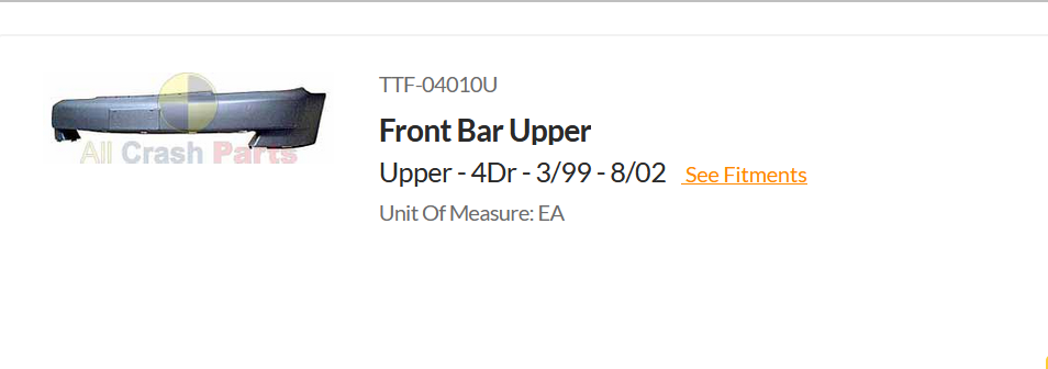 NEW FRONT UPPER BAR COVER FOR TOYOTA ECHO SEDAN 03/1999-8/2002