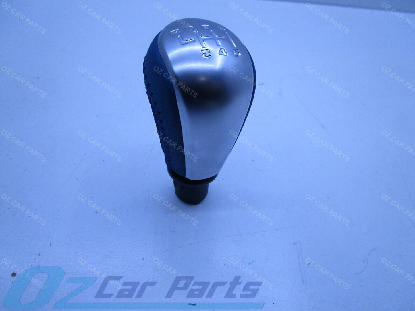 NEW MANUAL BLUE LEATHER GEAR KNOB FOR HOLDEN COMMODORE VF V6 SV6 ALL SILVER CAP