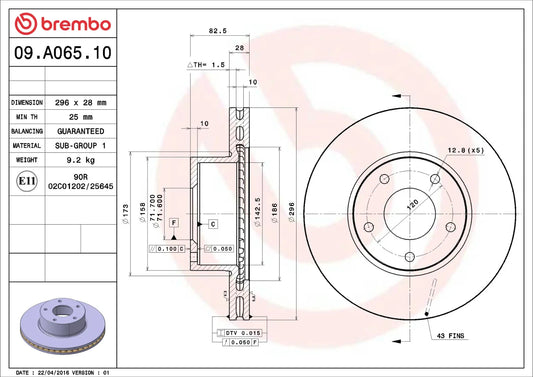 Brembo FRONT Disc Brake Rotor FOR Holden Commodore 3.8L VR VS V6 1993-2000