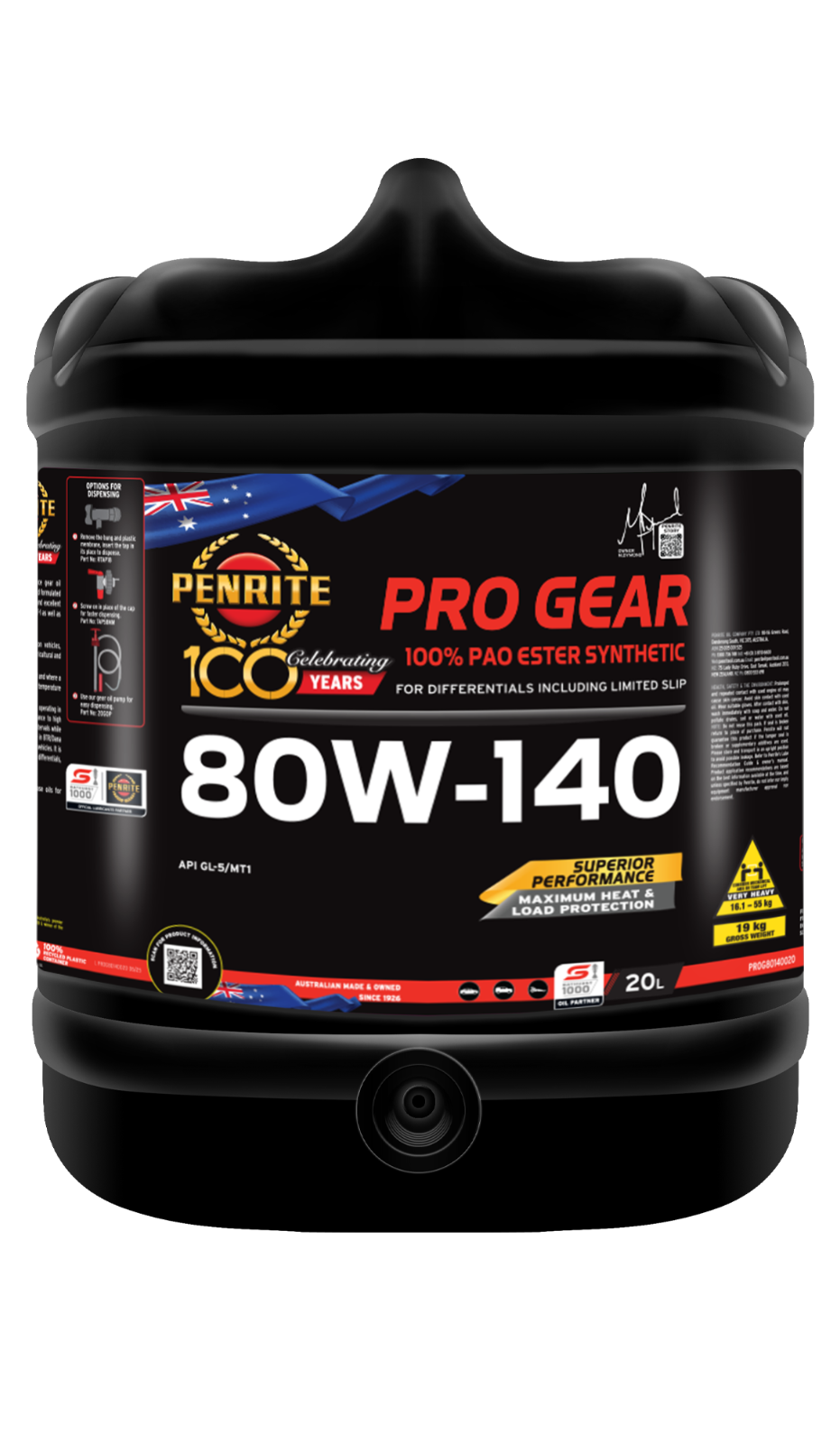 20-Litre Diff-Differential Oil For PROG80140020 PENRITE PRO GEAR 80W-140