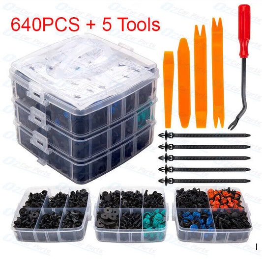 Plastic Car Door Clips Bumper Rivets Screws Panel Push Fastener Full Kit for Any Car