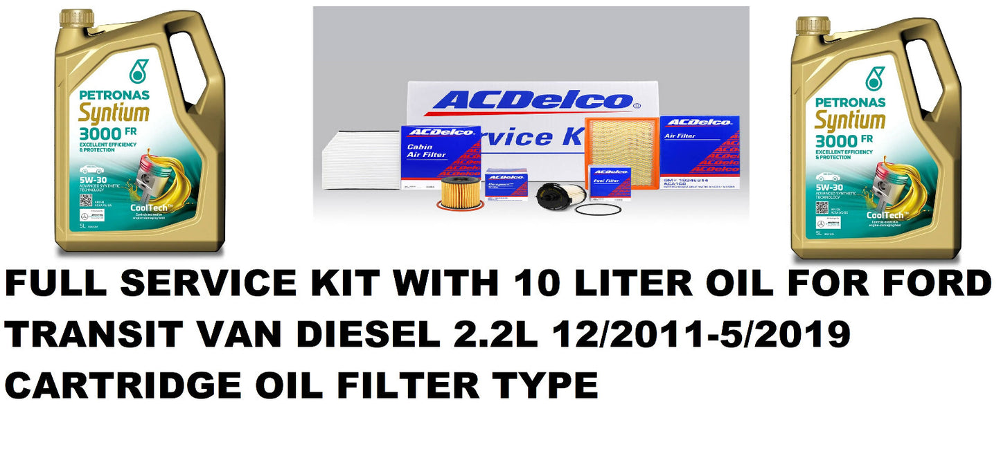 FULL SERVICE KIT WITH ENGINE OIL FOR FORD TRANSIT VAN DIESEL 2.2L 12/2011-5/2019