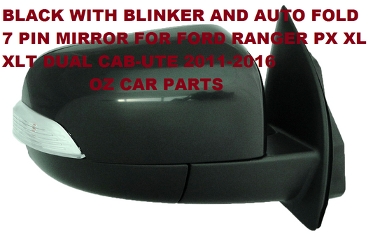 PASSENGER SIDE DOOR MIRROR BLACK FOR FORD RANGER PX WITH AUTO FOLD AND BLINKER