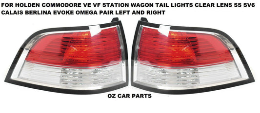 STATION WAGON TAIL LIGHTS LAMPS NEW CLEAR LENS HOLDEN COMMODORE VE VF PAIR X2