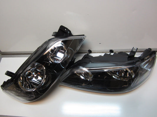 FITS FORD FALCON BA BF Mk1 XT Black Headlights Brand New PAIR HEAD LAMPS SET