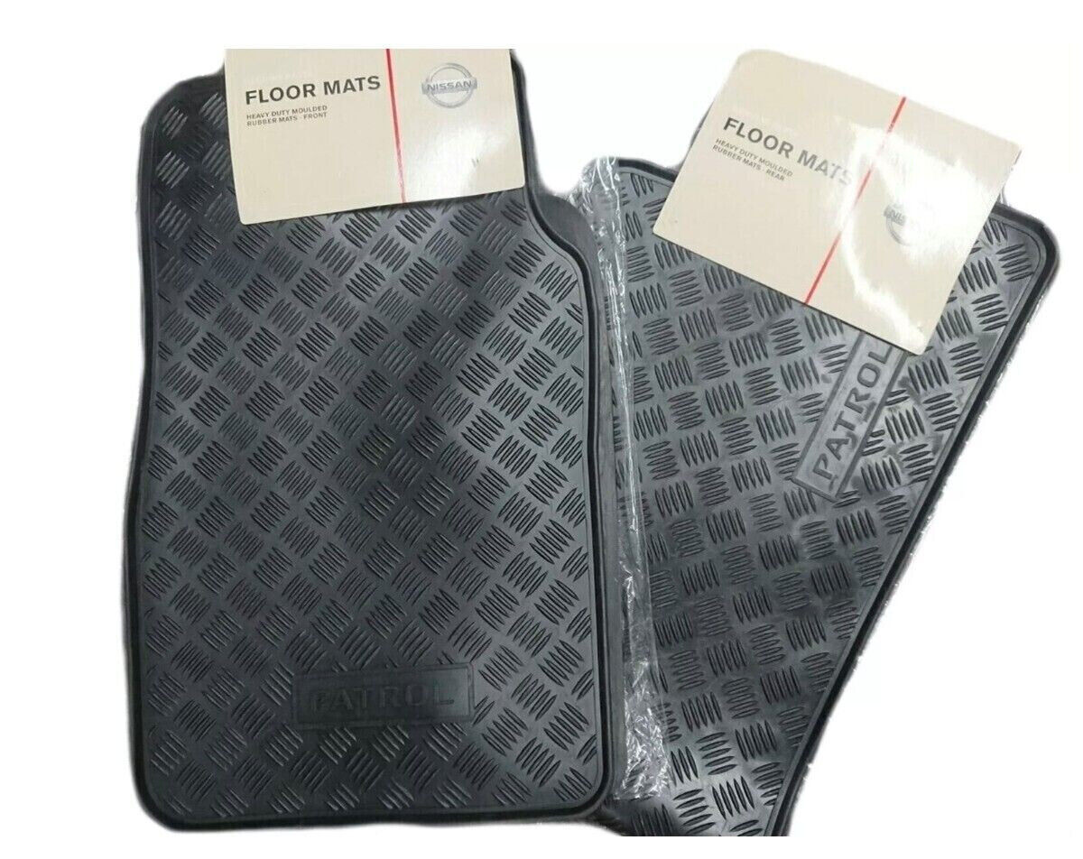GENUINE FRONT AND REAR RUBBER FLOOR MAT SET FOR NISSAN PATROL Y61 GU