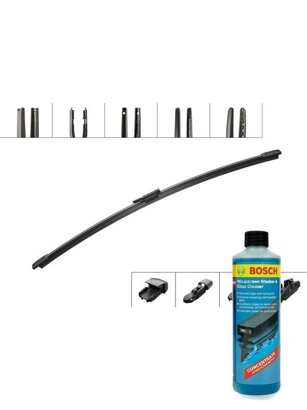 Bosch Wiper Blade 380mm + Windshield Washer Fluid Fits Volkswagen, Porsche, Skod