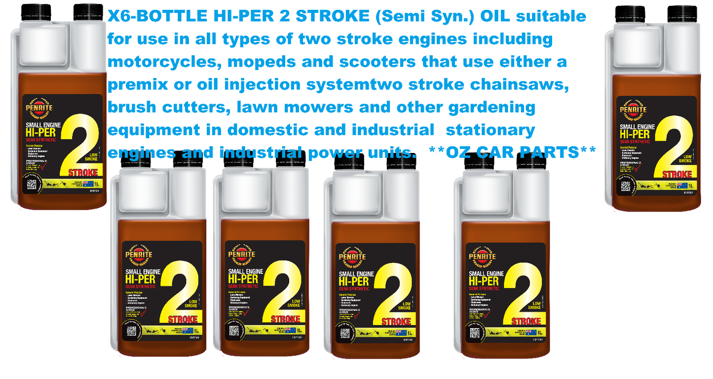 X6 BOTTLE HI-PER 2 STROKE (Semi Syn.) Semi Synthetic (Red / Orange) PENRITE OIL