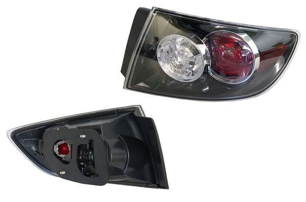 NEW RIGHT SIDE TAIL LIGHT FOR MAZDA 3 SEDAN BK 01/2004-12/2008 BLACK/CLEAR/RED