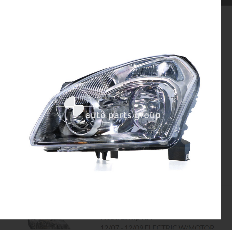 NEW LEFT HEADLIGHT FOR NISSAN DUALIS J10 10/2007-12/2009 ELECTRIC WITHOUT MOTOR