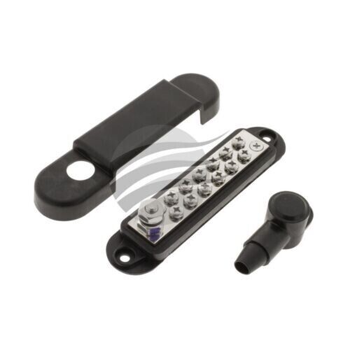 NEW 12 Point Busbar S/Steel Black 15A Per Point 1/4" Term Post