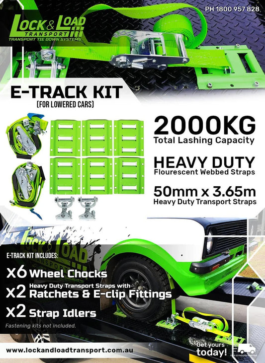 E-Track Kit Retractable Ratchet SET Designed For Lowered Car Trailer and Atv