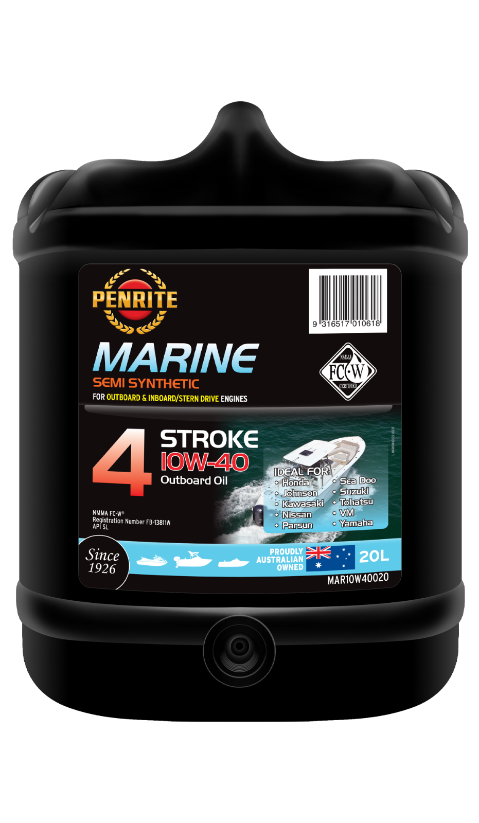 20-LITRE MARINE OUTBOARD ENGINE OIL 4 STROKE 10W-40 Semi Synthetic (Amber)