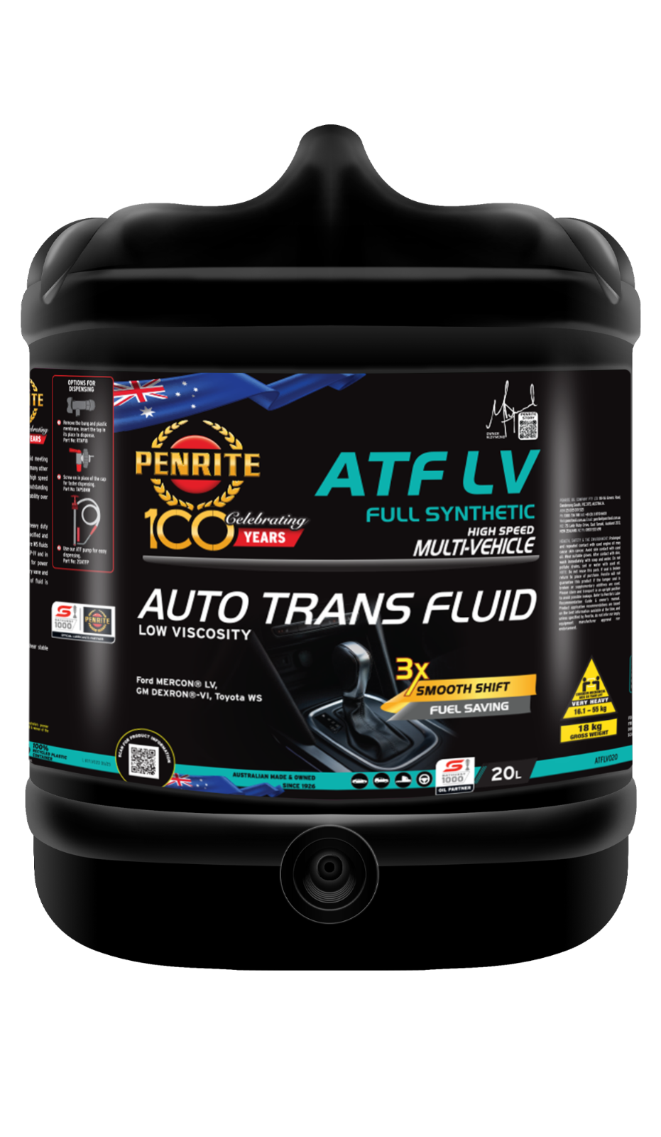 20-L-Automatic Transmission Fluid Oil PENRITE ATFLV020 Full Synthetic (Dark Red)