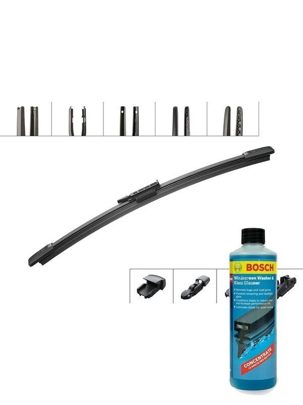 Bosch Wiper Blade 240mm + Windshield Washer Fluid Fits Volkswagen Scirocco, Up!,