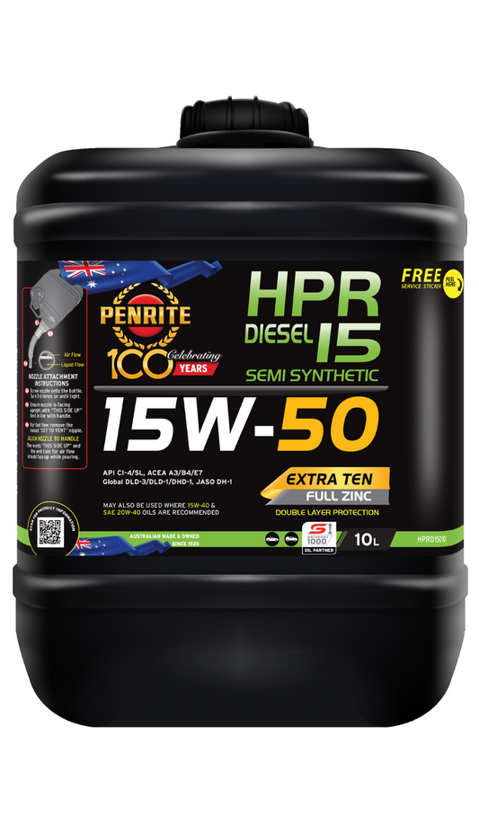 10-Litre *PENRITE*-HPRD15010- HPR DIESEL 15 15W-50 (Semi Syn.) ENGINE OIL diesel