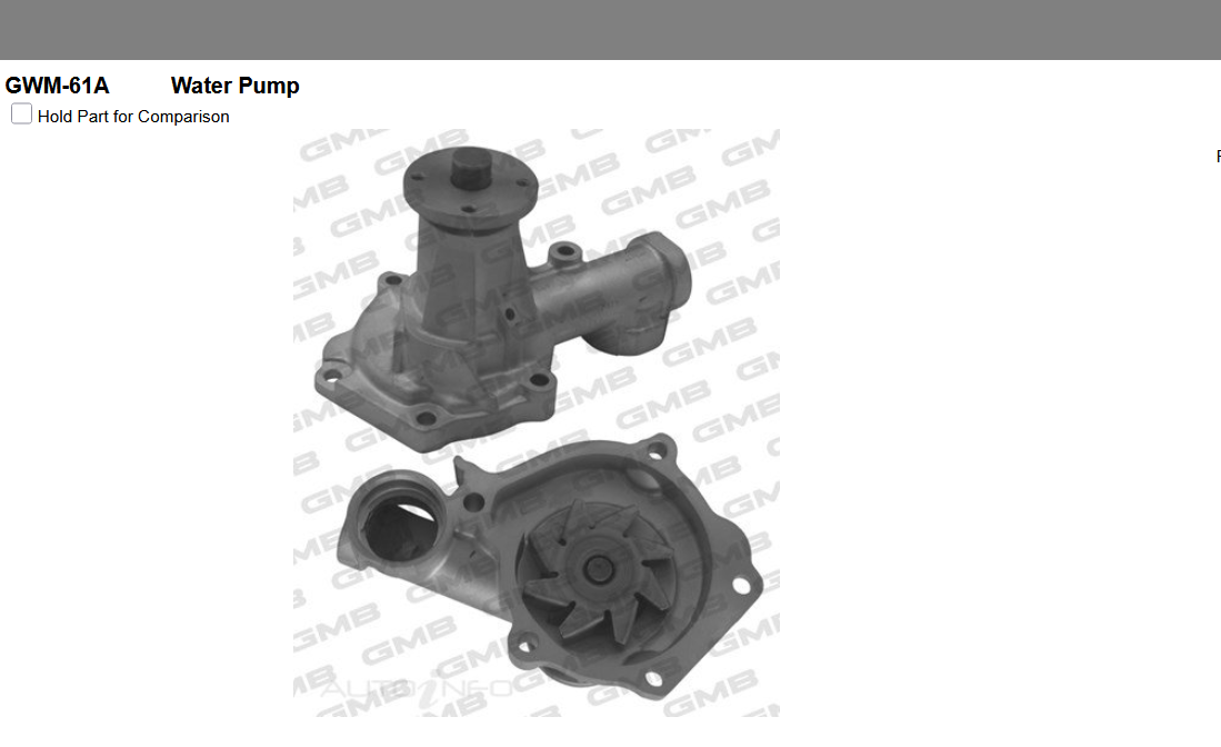 GENUINE GMB WATER PUMP+GASKET+SILICONE FOR Great Wall X240 2.4 X240 4WD (CC6461