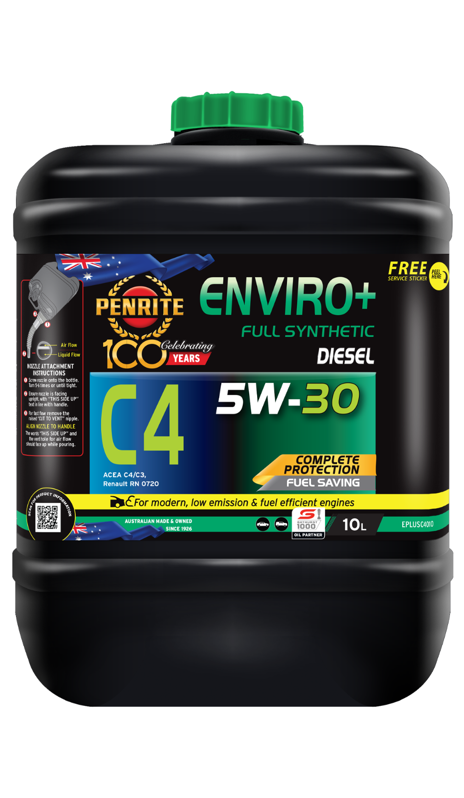 10-Litre ENGINE OIL *PENRITE* EPLUSC4010 ENVIRO+ C4 5W-30 (FULL SYN.)