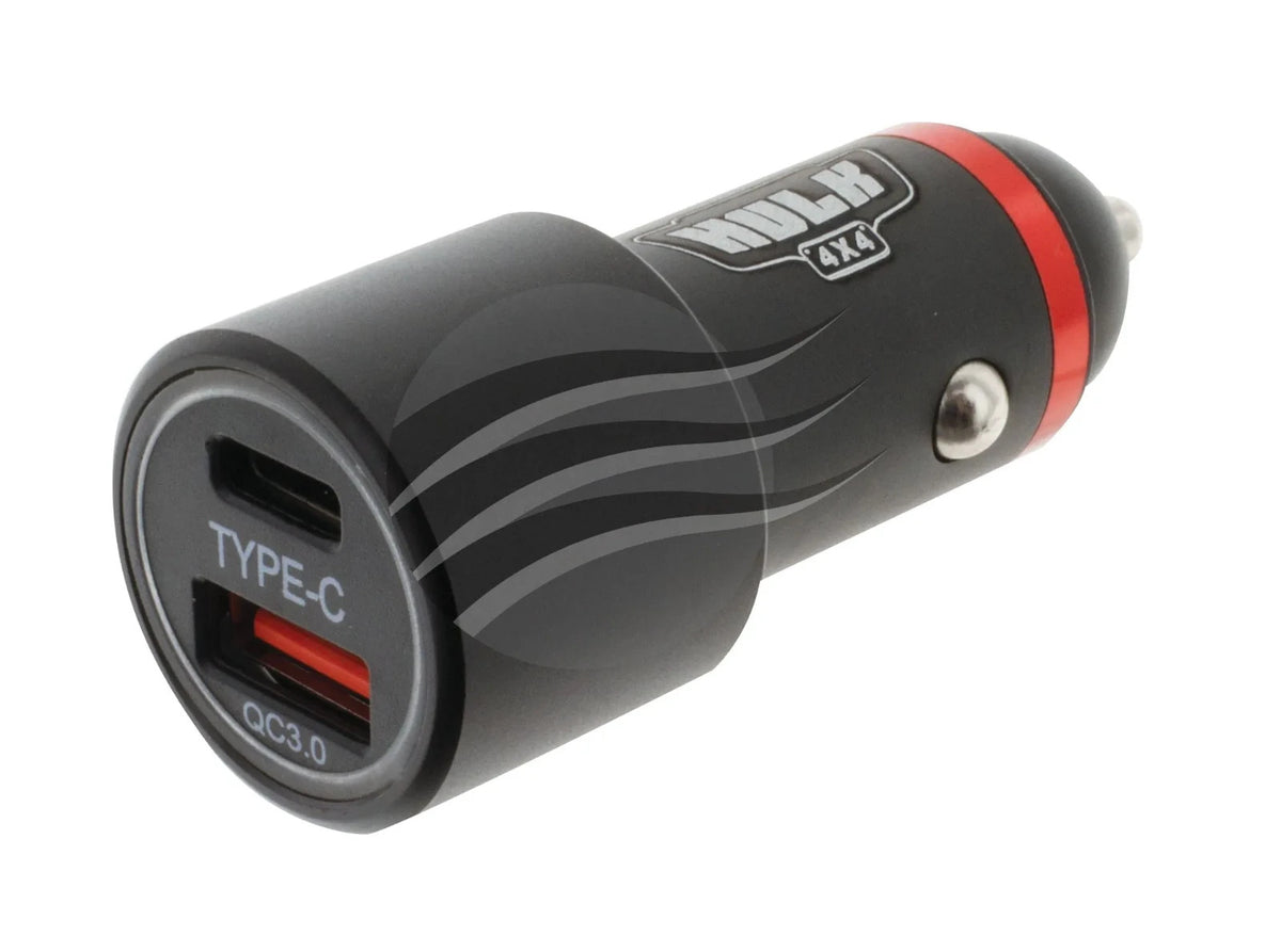 NEW HEAVY DUTY  DUAL USB IN CAR SOCKET CHARGER PORT 1: TYPE C PORT 2: QC3.0