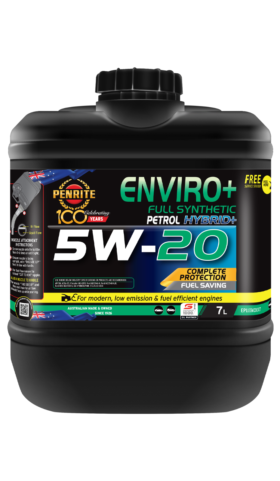 7-Litre - *PENRITE* ENGINE OIL EPLUS5W20007 ENVIRO+ 5W-20 (FULL SYN.)