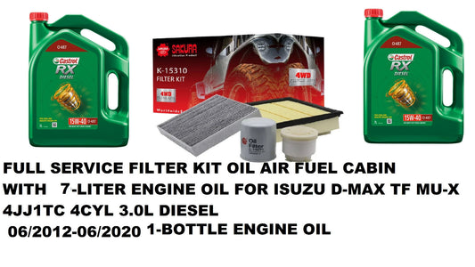 FULL SERVICE KIT WITH ENGINE OIL FOR ISUZU DMAX TF 4JJ1TC 4CYL 3.0L DIESEL