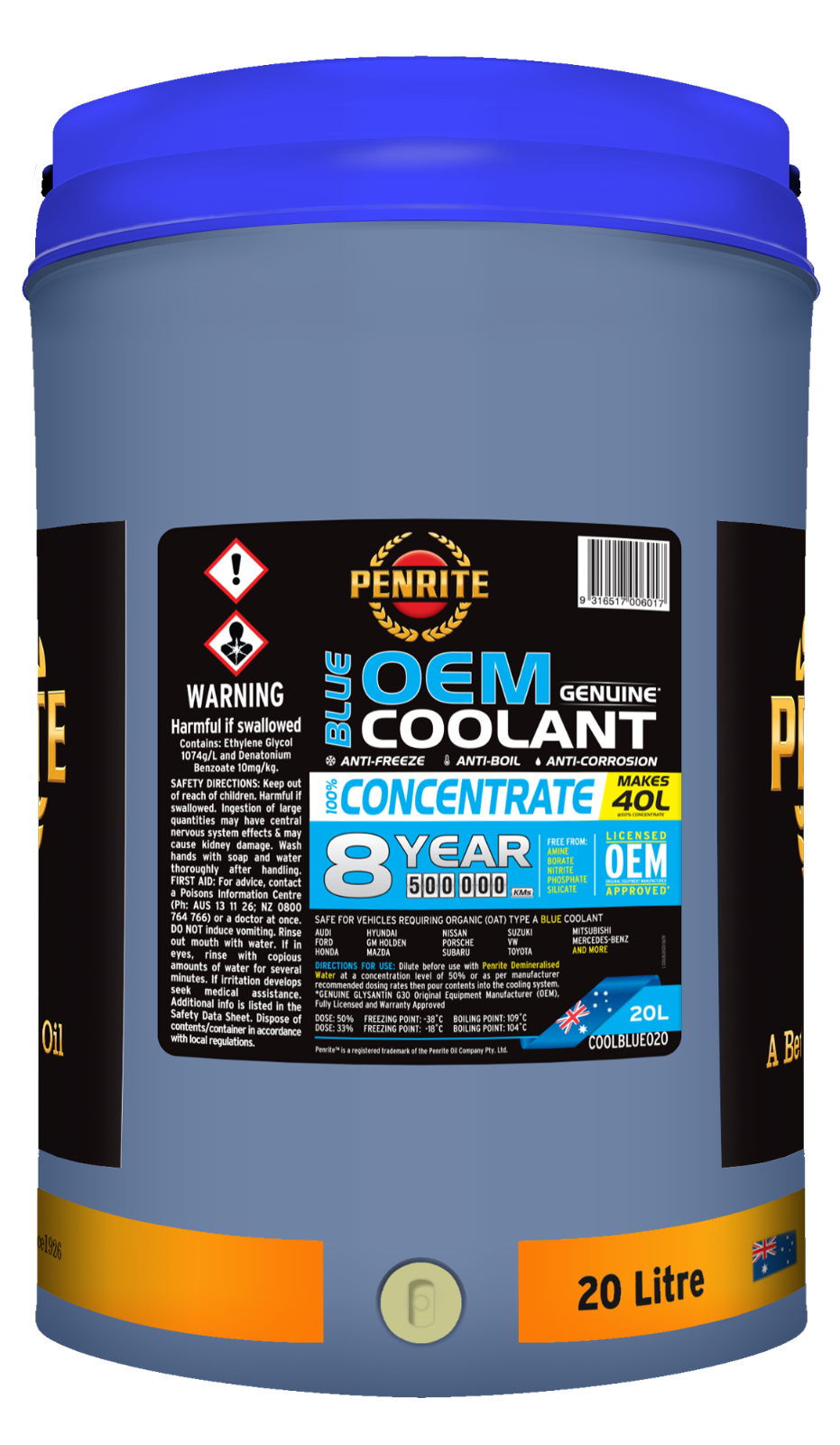 20L BLUE OEM COOLANT CONCENTRATE BLUE Anti-Freeze FOR PENRITE COOLBLUE020