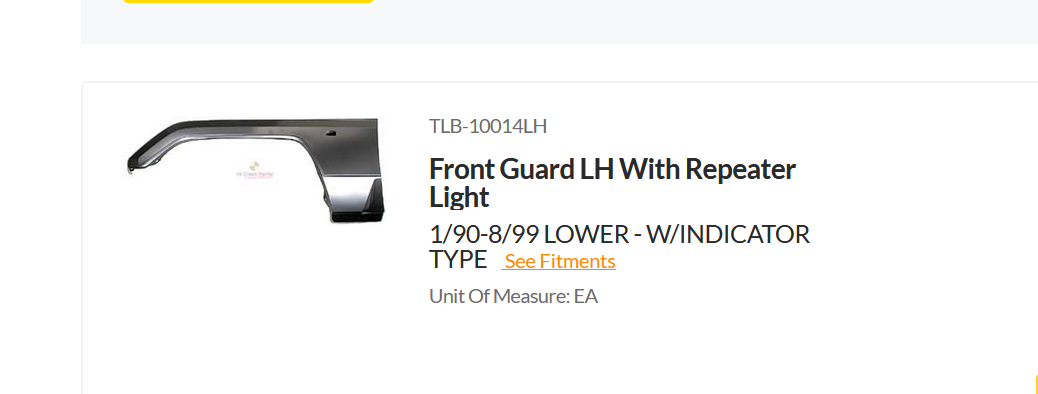 NEW LEFT FRONT GUARD LOWER FENDER FOR TOYOTA LANDCRUISER 1/1990-8/1999