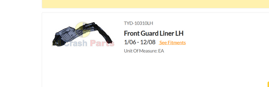 NEW LEFT FRONT INNER GUARD LINER FOR TOYOTA TARAGO ACR50R 1/2006-12/2008