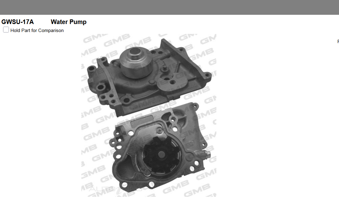 GENUINE GMB WATER PUMP+GASKET+SILICONE FOR Suzuki SJ410 1.0L SUV (SJ410)