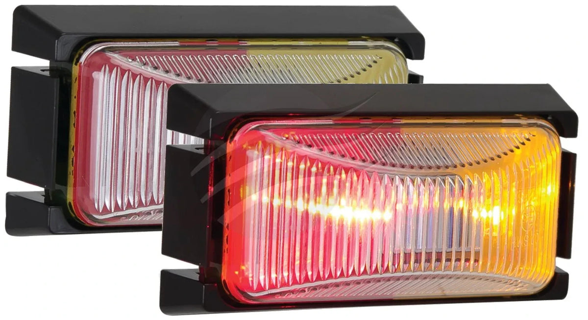 NEW HEAVY DUTY PAIR LED SIDE MARKER LIGHT LAMP RED/AMBER 12/24V BLACK BASE
